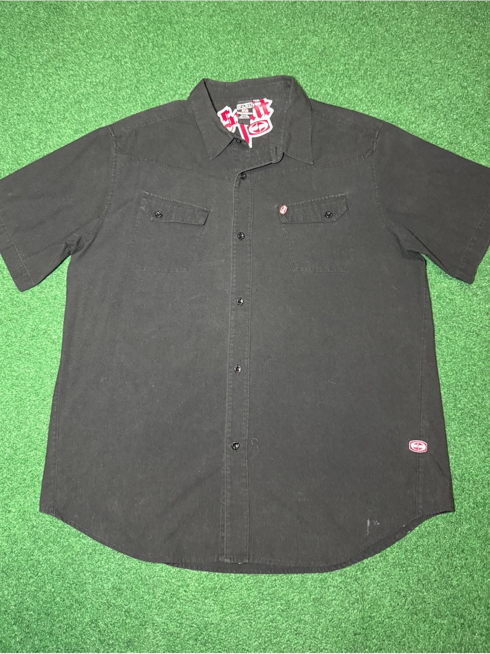 Vintage 90s Y2K Split Skateboarding Button Up Shirt, Skater Ska Punk JNCO (XXL)